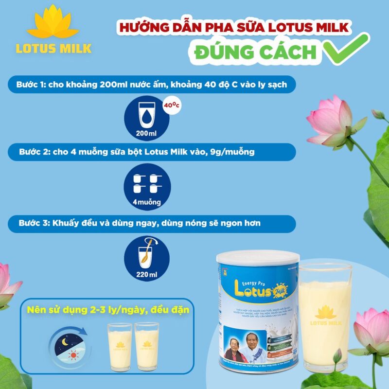 Hướng dẫn pha sữa Lotus Milk đúng cách