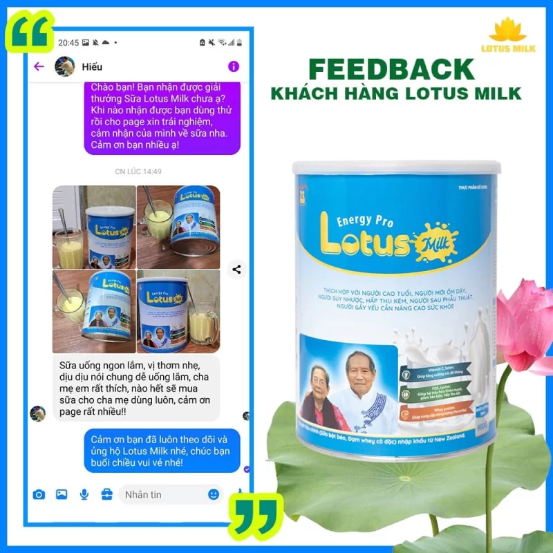 Feedback của khách hàng về sữa dinh dưỡng Lotus Milk