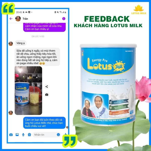 Feedback của khách hàng về sữa dinh dưỡng Lotus Milk